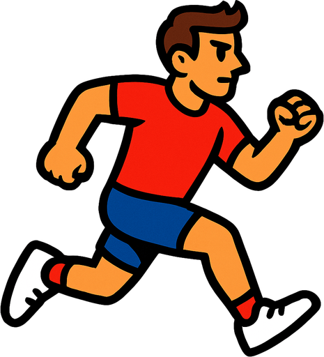 runner with a red shirt.
In-Game asset.  2d.  High contrast.  No shadows