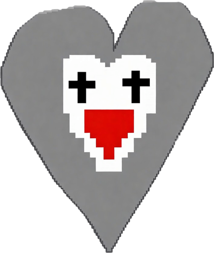 8Bit heart icon for player's health. No background. Transparent background. Blank background. No shadows. 2d. In-Game asset. flat