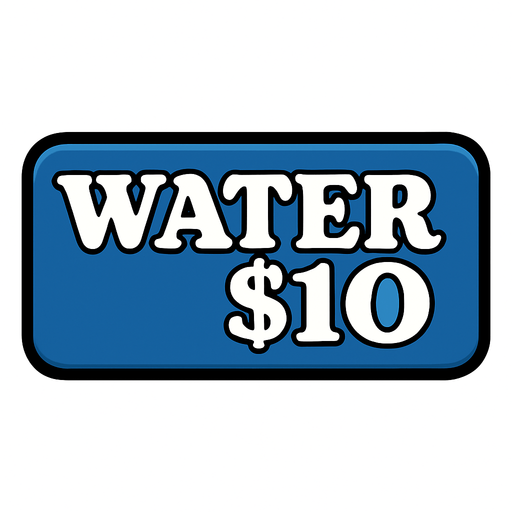 Make button blue and change text to say 'Water $10' in a retro style font