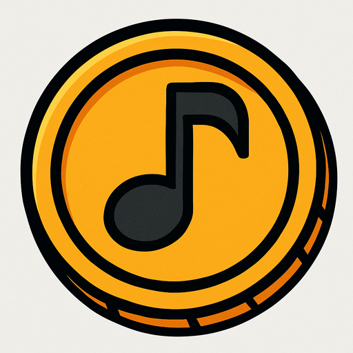 MÜZİK NOTASI ŞEKLİNDE BİR COİN TARZI BİR ŞEY.
In-Game asset.  2d.  High contrast.  No shadows