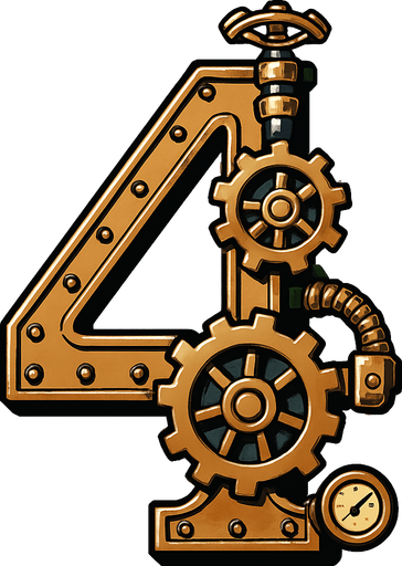 numero 4 en estilo steampunk.
In-Game asset.  2d.  High contrast.  No shadows