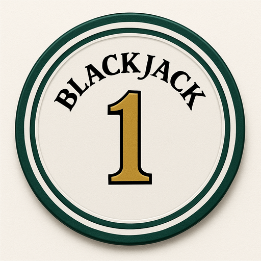 Crea un asset para una ficha de casino de $1 para Blackjack.
Color Principal: Blanco o gris muy claro.
Borde/Detalles: Dos o tres franjas finas en un color que contraste pero sea elegante, como azul zafiro o verde esmeralda.
Valor: El número '1' grande y claro en el centro, en dorado o negro, con una tipografía de casino.
Estilo: Lujoso, limpio, coherente con 'La Tentación Dorada'.".
In-Game asset.  2d.  High contrast.  No shadows