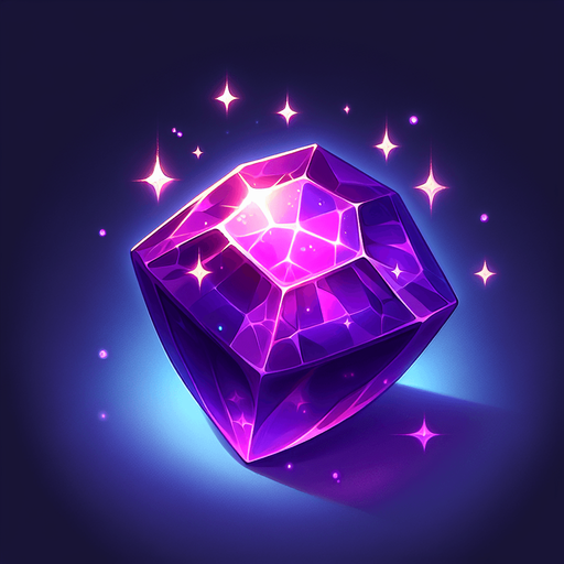 Magic, purple gem.
Single Game Texture. In-Game asset. 2d. Blank background. High contrast. No shadows.