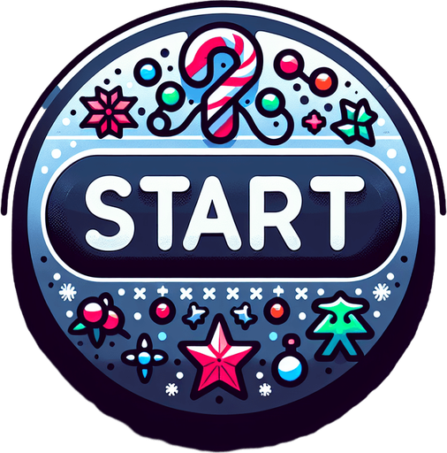 кнопка "Старт" в різдвяному стилі.
Single Game Texture. In-Game asset. 2d. Blank background. High contrast. No shadows.