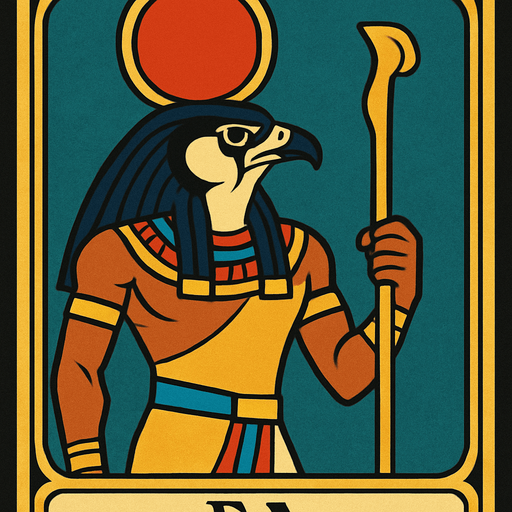 egypt god ra card.
In-Game asset.  2d.  High contrast.  No shadows