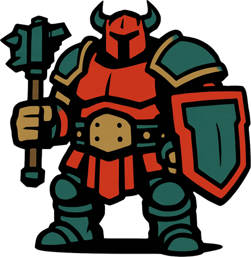 bulky warrior like a tank.
In-Game asset.  2d.  High contrast.  No shadows