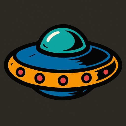 create an ufo without legs only frizby shape.
In-Game asset.  2d.  High contrast.  No shadows