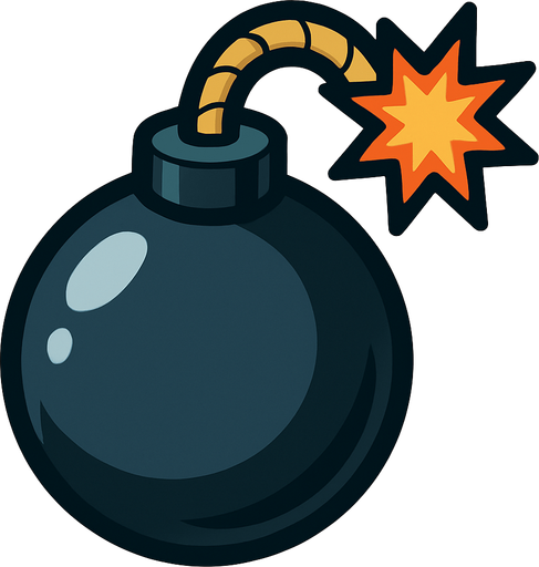 2D golgesiz bir bomba.
In-Game asset.  2d.  High contrast.  No shadows