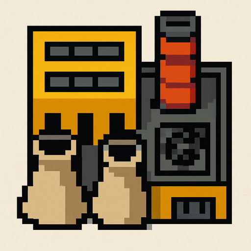 Industrial building 2d pixilated topdown.
In-Game asset.  2d.  High contrast.  No shadows