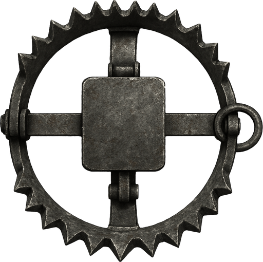 Tuzak üstten görünüm, gerçekçi, yazısız.
In-Game asset.  High contrast.  No shadows