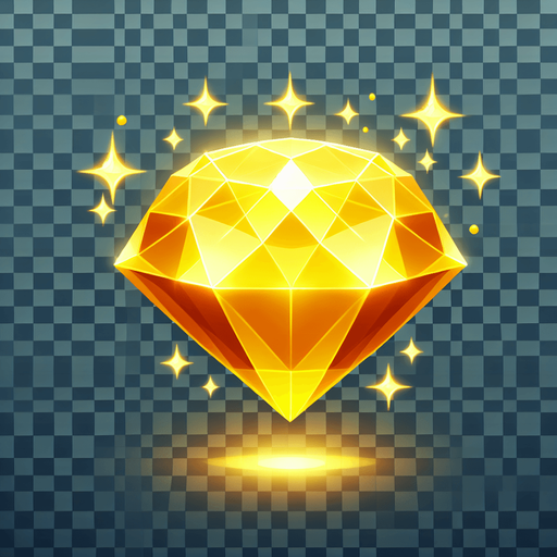 yellow orb like a diamond cut gem. transparent background..
Single Game Texture. In-Game asset. 2d. Blank background. High contrast. No shadows.
