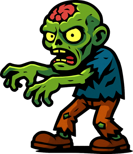 Zombie.
In-Game asset.  2d.  High contrast.  No shadows