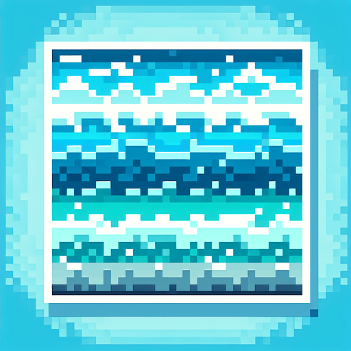 8-bit water layer, light blue and turquoise.
Single Game Texture. In-Game asset. 2d. Blank background. High contrast. No shadows.