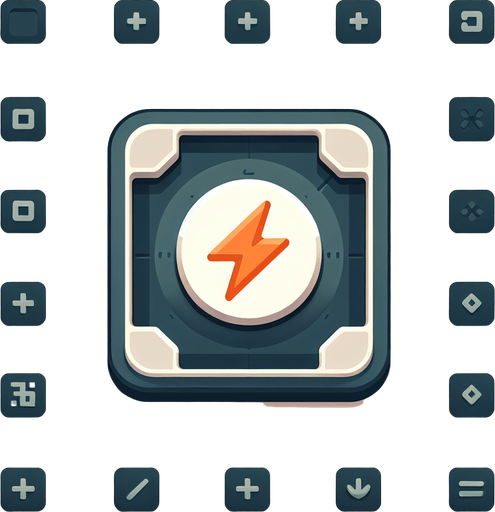 Single Game Texture. In-Game asset. 2d. flat minimalistic graphic. Boost pad with a lightning icon on the top. Top view. Blank background. High contrast. No shadows..
Single Game Texture. In-Game asset. 2d. Blank background. High contrast. No shadows.