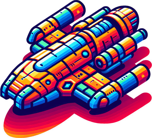give me a good and high quality 2d spaceship.
Single Game Texture.  In-Game asset.  2d.  Blank background.  High contrast.  No shadows