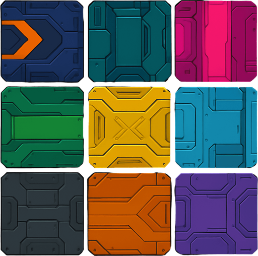 Futuer complicated floors. Different colors. HD colors.
In-Game asset.  2d.  High contrast.  No shadows