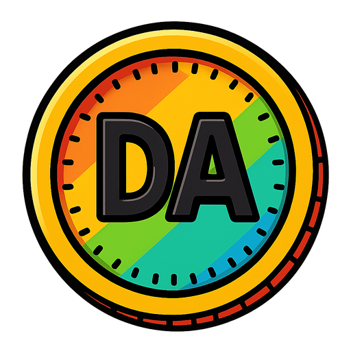 coin with colors, have "DA", hd colors. have black circles and black line for the "DA", between the 2 circles do small black lines all around.
Single Game Texture.  In-Game asset. 2d.  Blank background.  High contrast.  No shadows