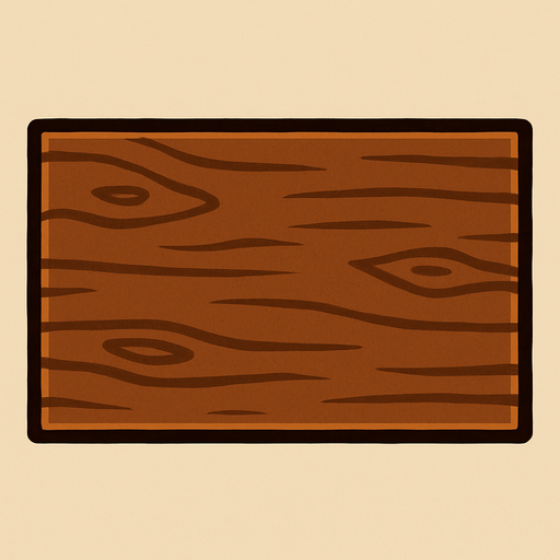 Rectángulo de madera color café.
In-Game asset.  2d.  High contrast.  No shadows