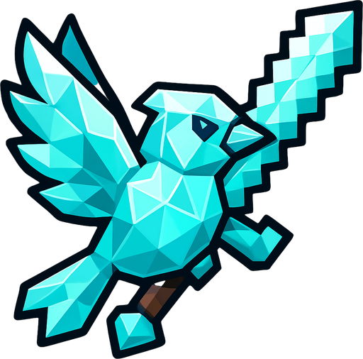oyunlardaki elmas kılıç taşıyan elmas kuş.
In-Game asset.  2d.  High contrast.  No shadows