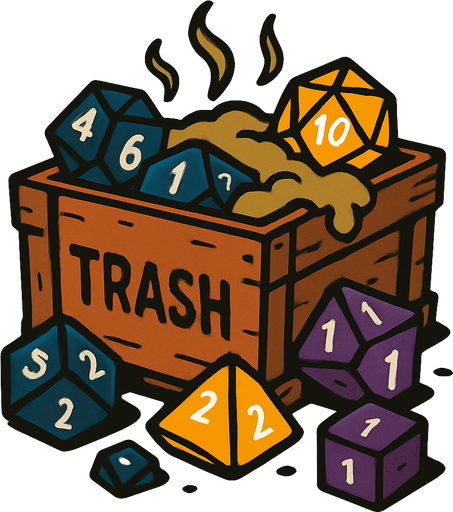 Trash area for dice from fantasy.
In-Game asset.  2d.  High contrast.  No shadows