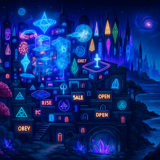 Expand on both sides landscape orientation neon cyberpunk metropolis world sidescrolling platformer futuristic holograms skyline jewel-tones forest cosmos ocean subterranean glowing simulation projection fantasy sci-fi background