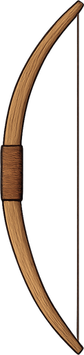 Wood bow. No background. Transparent background. Blank background. No shadows. 2d. In-Game asset. flat