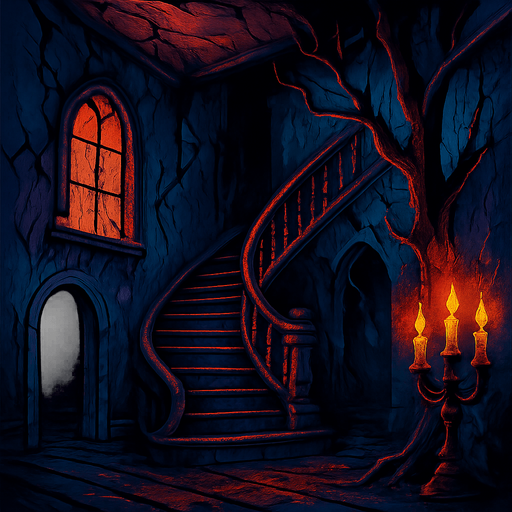 Scary wallpaper without characters, with all colors, HD colors.
In-Game asset.  3d.  High contrast.  No shadows