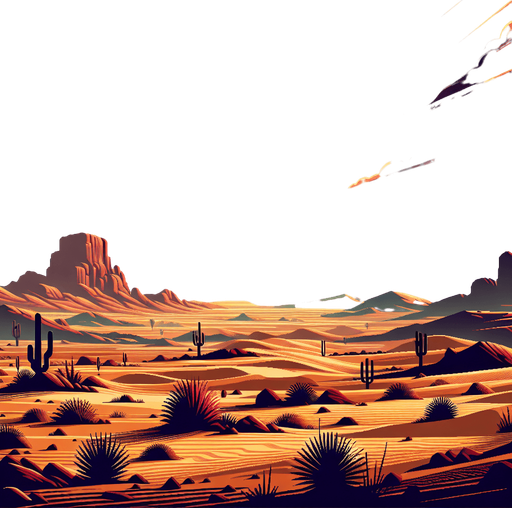 desert landscape centered. NO sun..
video game style
