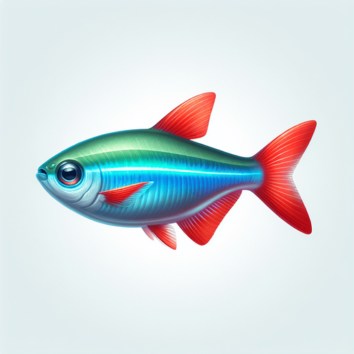 a realistic neonTetra.
Single Game Texture. In-Game asset. 2d. Blank background. High contrast. No shadows.