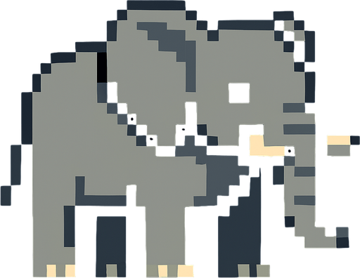 Elephant 8 bit.
In-Game asset.  2d.  High contrast.  No shadows