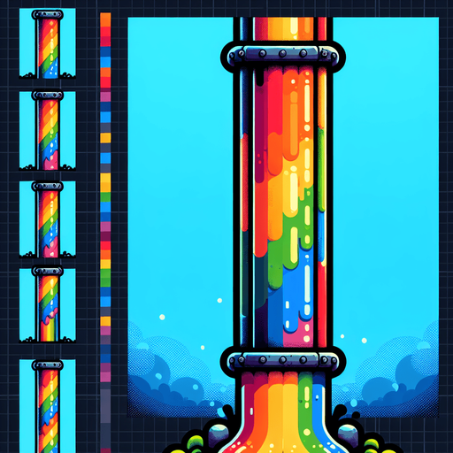 un unique tuyau  vertical couleur arc-en-ciel.
Single Game Texture.  In-Game asset.  2d.  Blank background.  High contrast.  No shadows