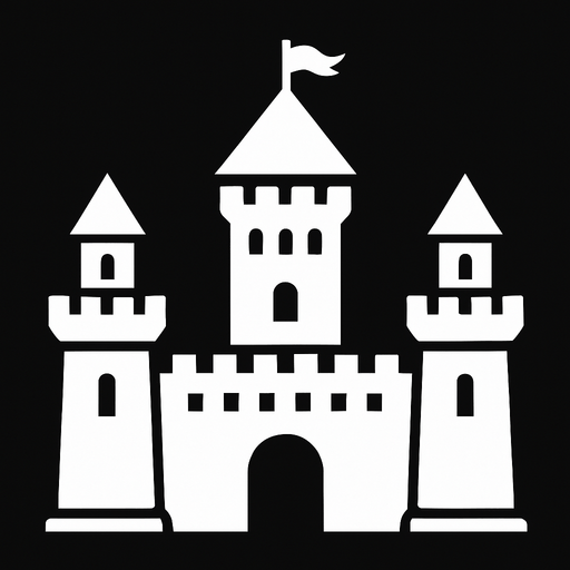 sade 1 tane kraliyet kalesi 2 tane gözcü yeri olsun beyaz renkte olsun.
In-Game asset.  2d.  High contrast.  No shadows