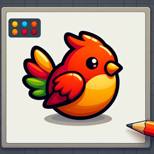 Cartoon bird.
Single Game Texture.  In-Game asset.  2d.  Blank background.  High contrast.  No shadows