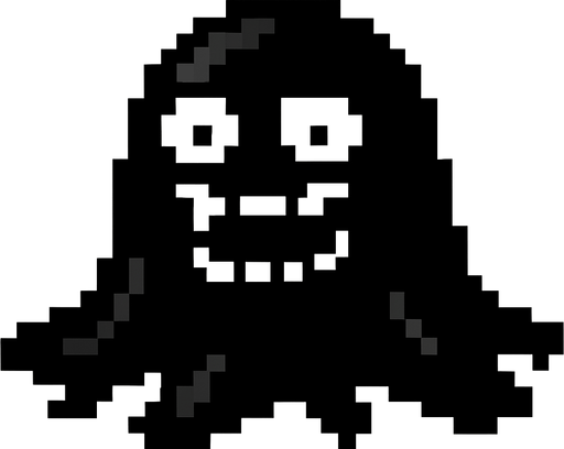 monstruo de slime negro de pixeles.
In-Game asset.  2d.  High contrast.  No shadows