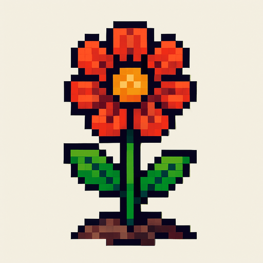 uan flor pixelar para plantar, sin matera sola una hermosa flor.
In-Game asset.  2d.  High contrast.  No shadows