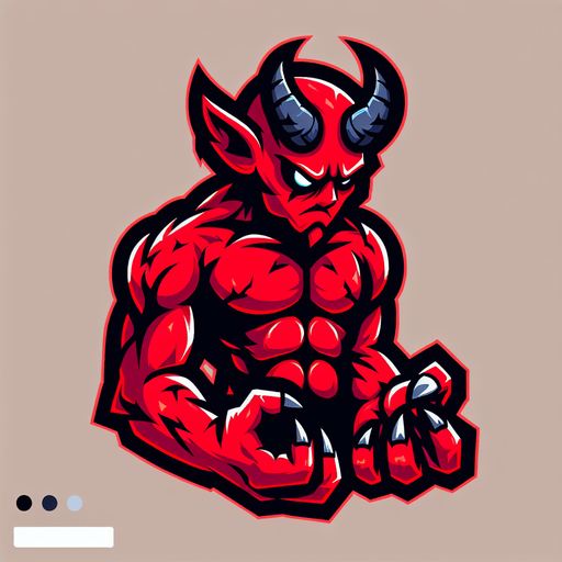cartoon demon looking down with hands gripping..
Single Game Texture. In-Game asset. 2d. Blank background. High contrast. No shadows.