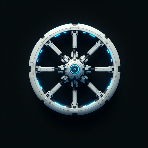 Battle drone, circular. White with blue glowing highlights. Birds Eye view from overhead. Cyberpunk. Simple shapes..
Single Game Texture. In-Game asset. 2d. Blank background. High contrast. No shadows.