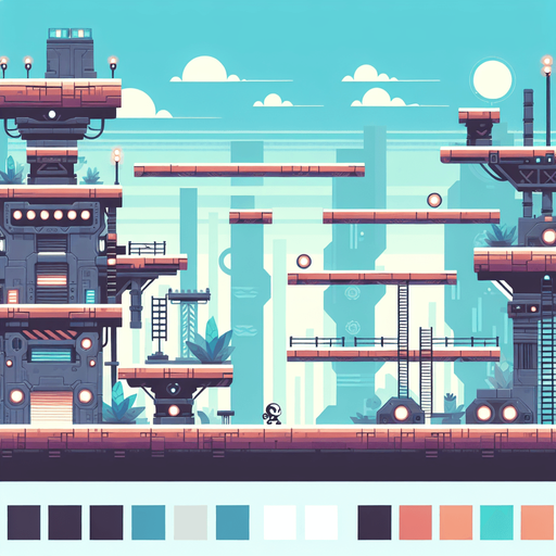 2d platformer back ground.
Single Game Texture. In-Game asset. 2d. Blank background. High contrast. No shadows.