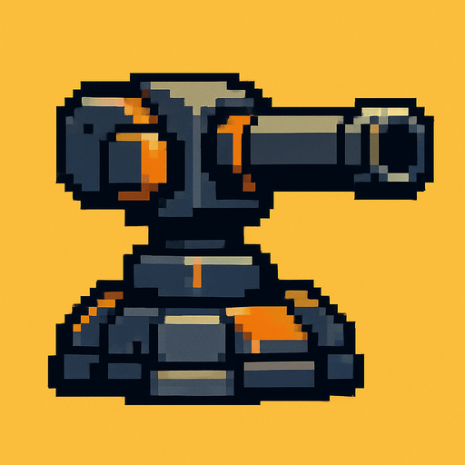 Turret pixel.
In-Game asset.  2d.  High contrast.  No shadows