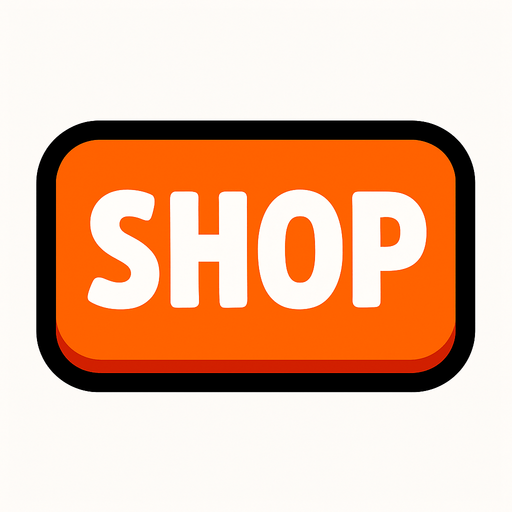 shop button.
In-Game asset.  2d.  High contrast.  No shadows