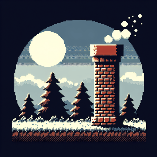 8-bit chimney. in game asset. Single Game Texture. In-Game asset. 2d. Blank background. High contrast. No shadows.