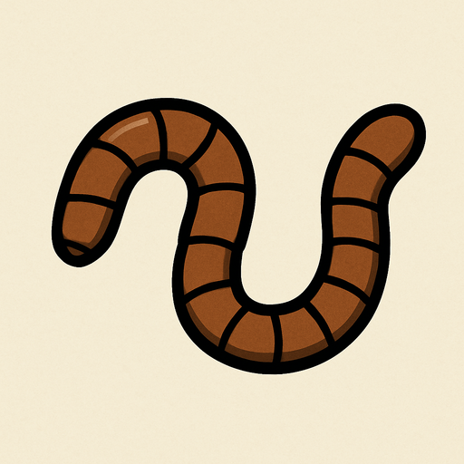 Short brown worm.
In-Game asset.  2d.  High contrast.  No shadows. Very simple
