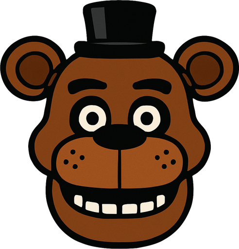 Mascara de Freddy Fazbear.
In-Game asset.  2d.  High contrast.  No shadows