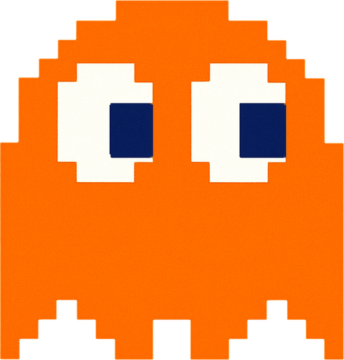 Pacman orange ghost.
In-Game asset.  2d.  High contrast.  No shadows