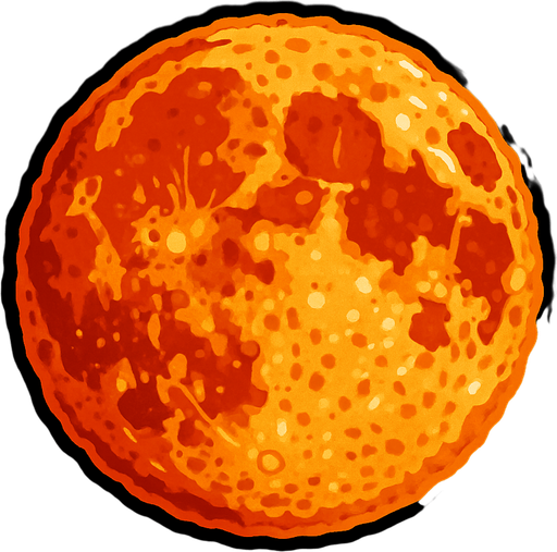 hafifi kızarmış bir dolunay çiz.
In-Game asset.  2d.  High contrast.  No shadows