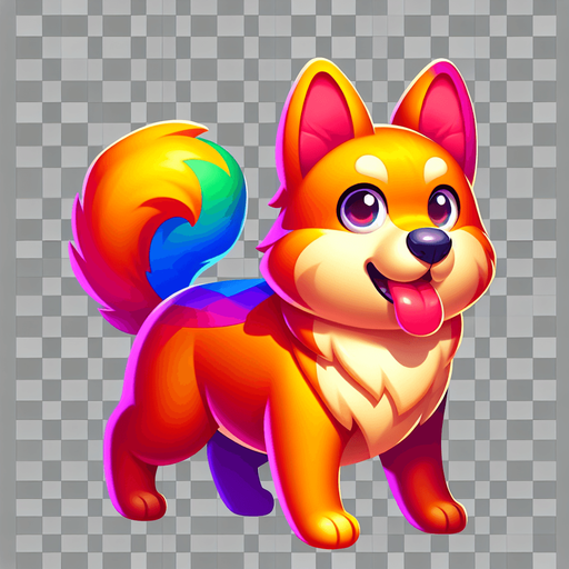 dog.
Single Game Texture. In-Game asset. 2d. Blank background. High contrast. No shadows.