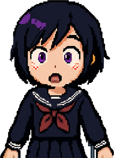 Surprised and with arms downcast