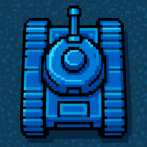 bird's eye view of a blue tank in old game style. from above.
In-Game asset.  2d.  High contrast.  No shadows