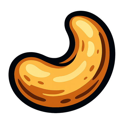 Cashew nut.
In-Game asset.  2d.  High contrast.  No shadows