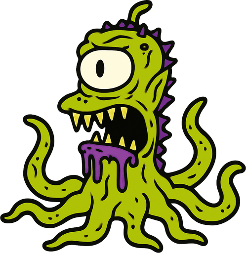 Alien mutant from the Simpsons.
In-Game asset.  2d.  High contrast.  No shadows
